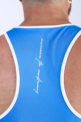 Fast-Dry Bodybuilding Workout Stringer - Blue with White