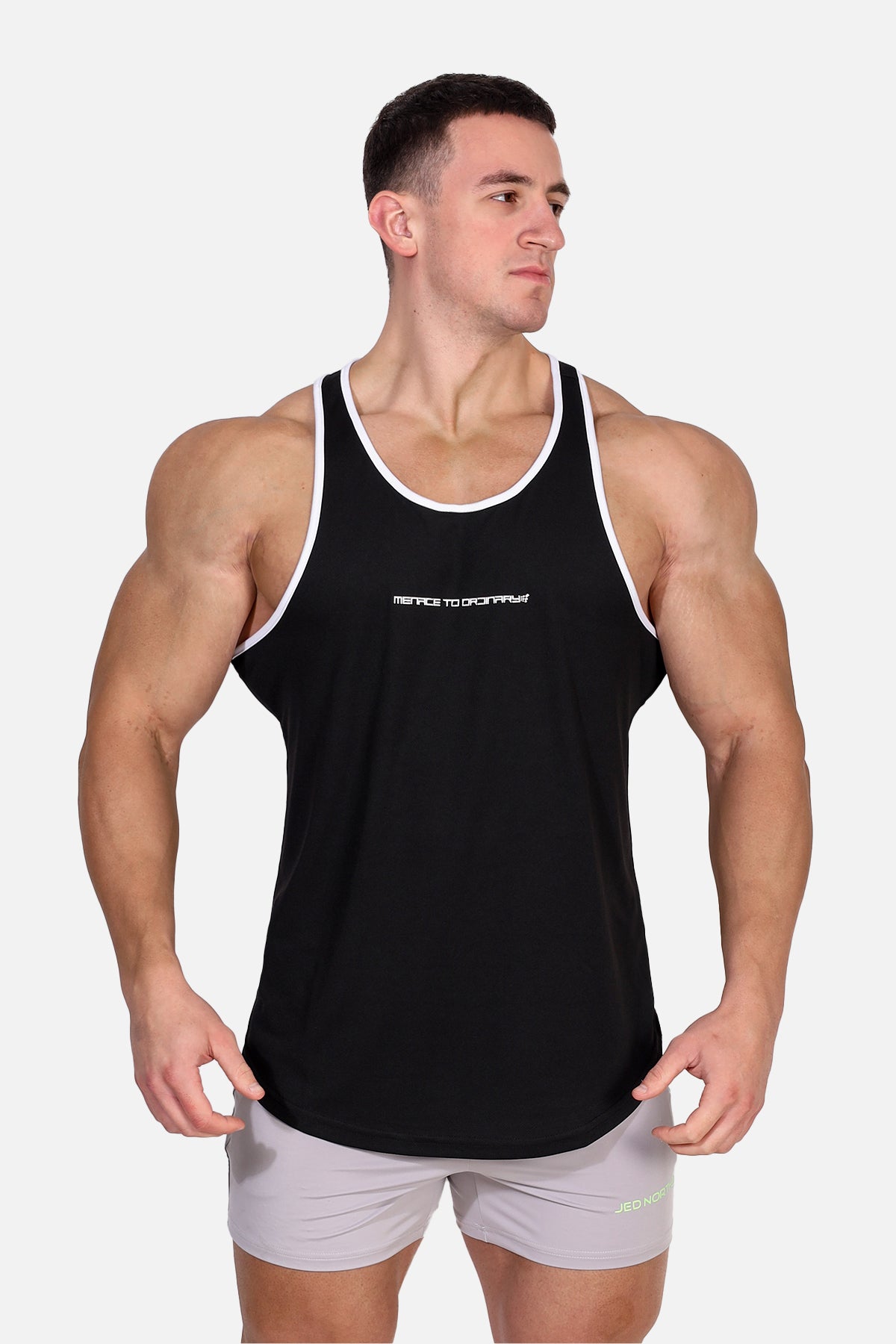 Fast-Dry Bodybuilding Workout Stringer - Black & White