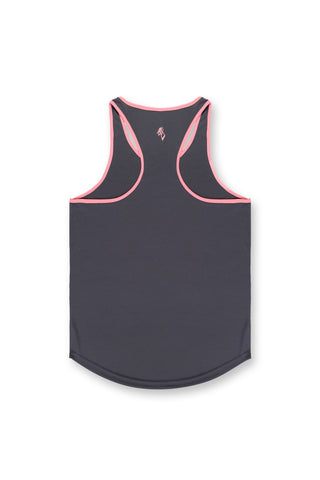 Fast-Dry Bodybuilding Workout Stringer - Gray w Pink