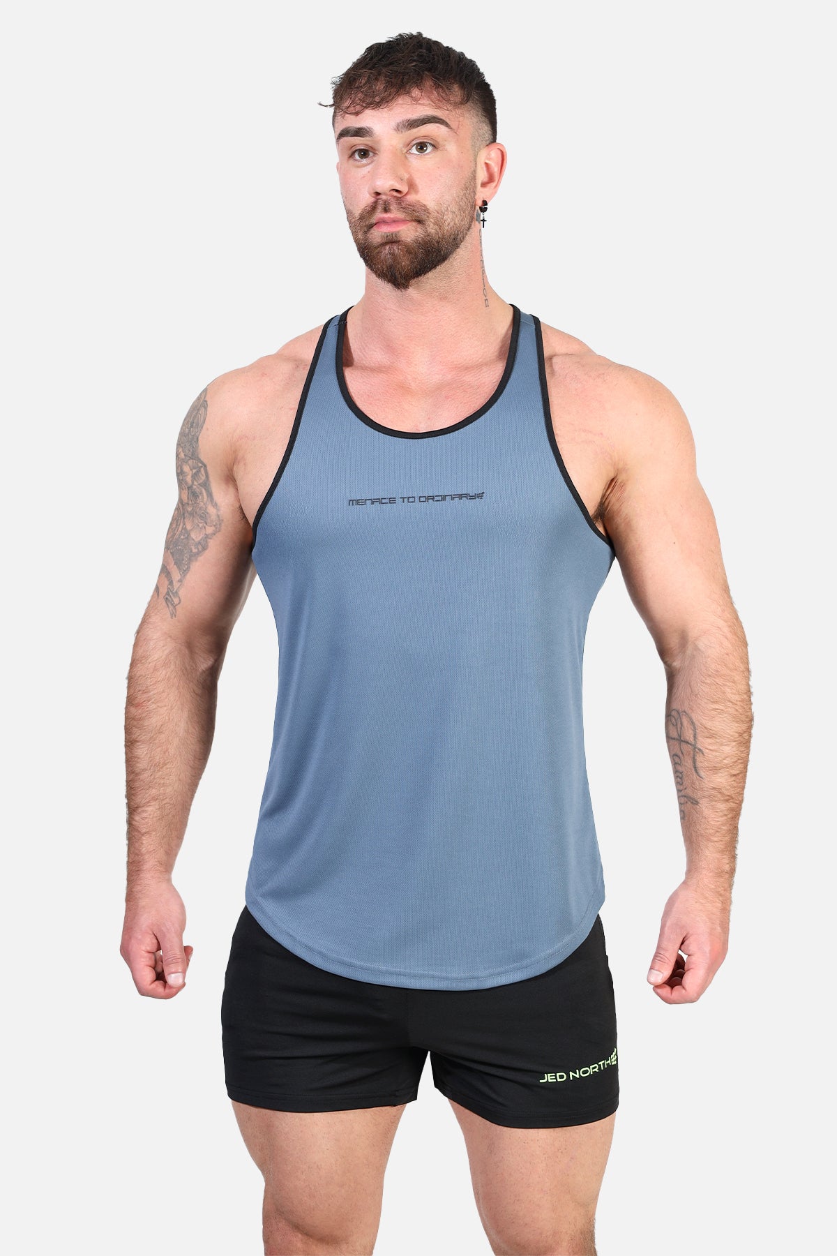 Fast-Dry Bodybuilding Workout Stringer - Gray with Black