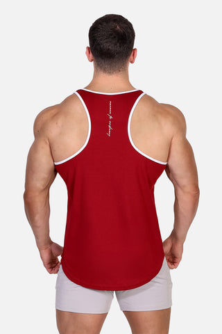 Fast-Dry Bodybuilding Workout Stringer - Maroon & White