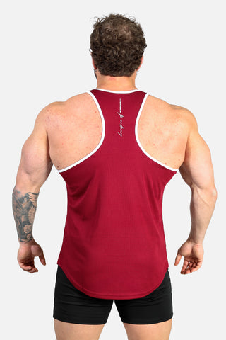 Fast-Dry Bodybuilding Workout Stringer - Maroon & White