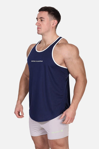 Fast-Dry Bodybuilding Workout Stringer - Navy & White