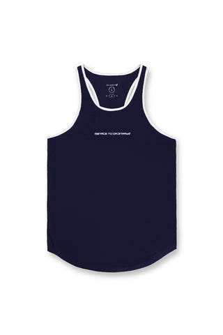 Fast-Dry Bodybuilding Workout Stringer - Navy & White