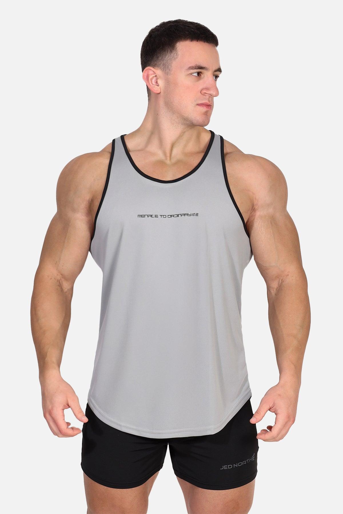 Fast-Dry Bodybuilding Workout Stringer - Silver & Black