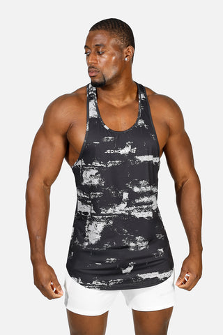 Graphic Muscle Stringer - Silver Brush Strokes