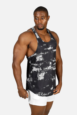 Graphic Muscle Stringer - Silver Brush Strokes