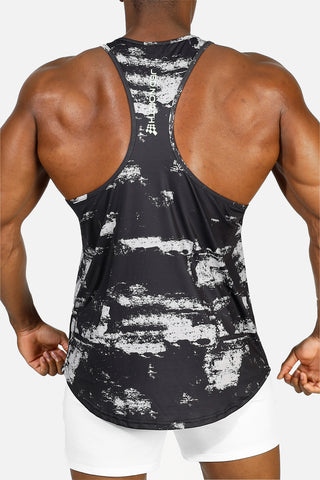 Graphic Muscle Stringer - Silver Brush Strokes