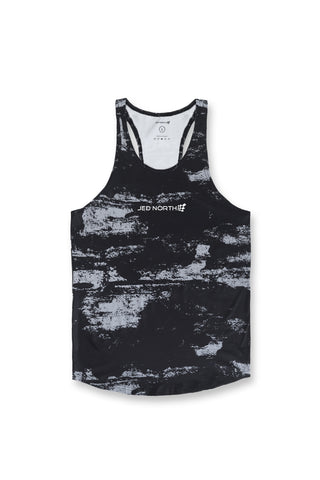 Graphic Muscle Stringer - Silver Brush Strokes