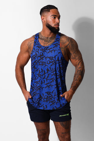 Graphic Muscle Stringer - Navy Graffiti