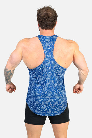 Graphic Muscle Stringer - Navy Paisley