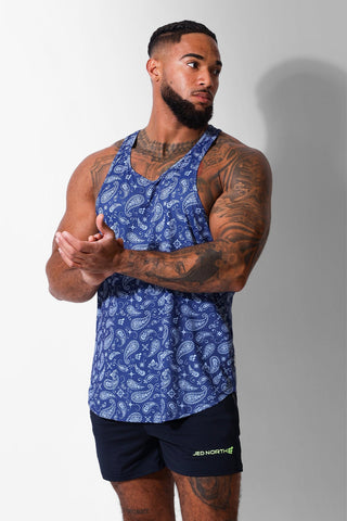 Graphic Muscle Stringer - Navy Paisley