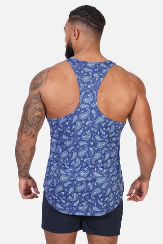 Graphic Muscle Stringer - Navy Paisley