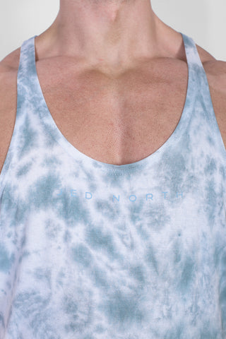 Classic Bodybuilding Racerback Stringer - Gray Tie Dye