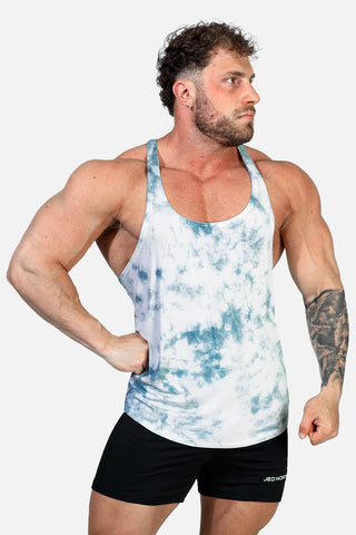 Classic Bodybuilding Racerback Stringer - Gray Tie Dye