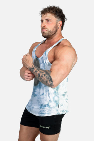 Classic Bodybuilding Racerback Stringer - Gray Tie Dye