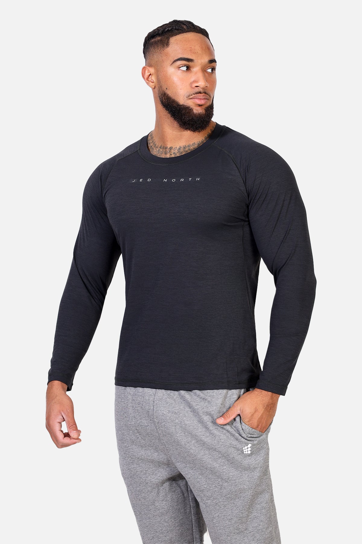 Agile Long Sleeve Activewear Training Tee - Charcoal Black