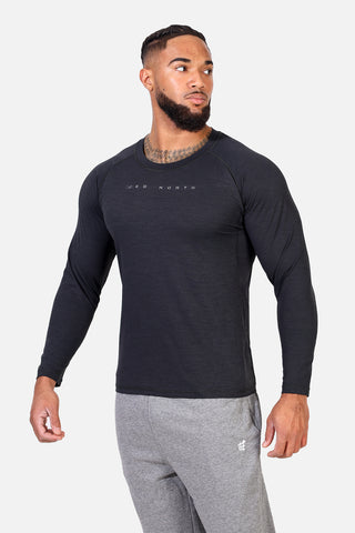 Agile Long Sleeve Activewear Training Tee - Charcoal Black