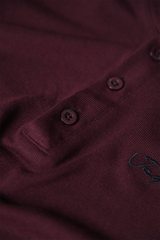 Muscle Fit Henley T-Shirt - Maroon