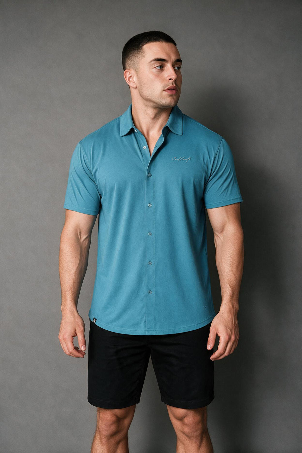 Premium Stretch Button-Up Shirt - Light Teal