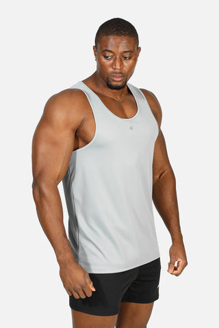 Alpha Microfiber Fast-Dry Gym Tank Top - Polar Silver