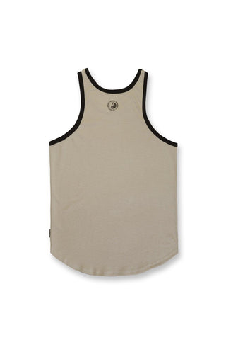 Athletic Ribbed Tank Top - Sand w Black Trim - Jed North