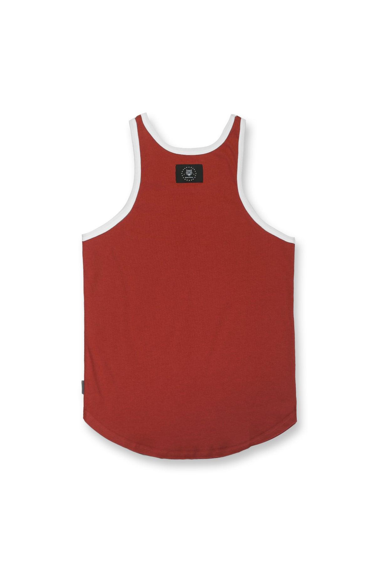 Athletic Ribbed Tank Top - Red & White - Jed North