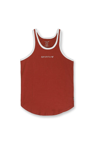 Athletic Ribbed Tank Top - Red & White
