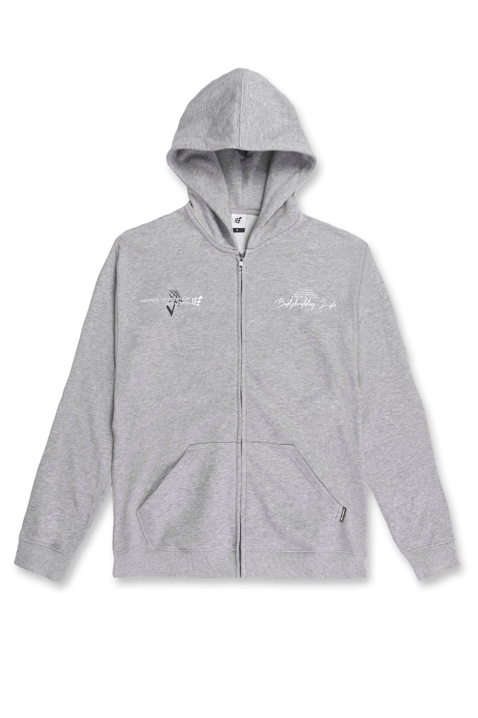 All Or Nothing French Terry Classic Zip-Up Hoodie - Light Gray