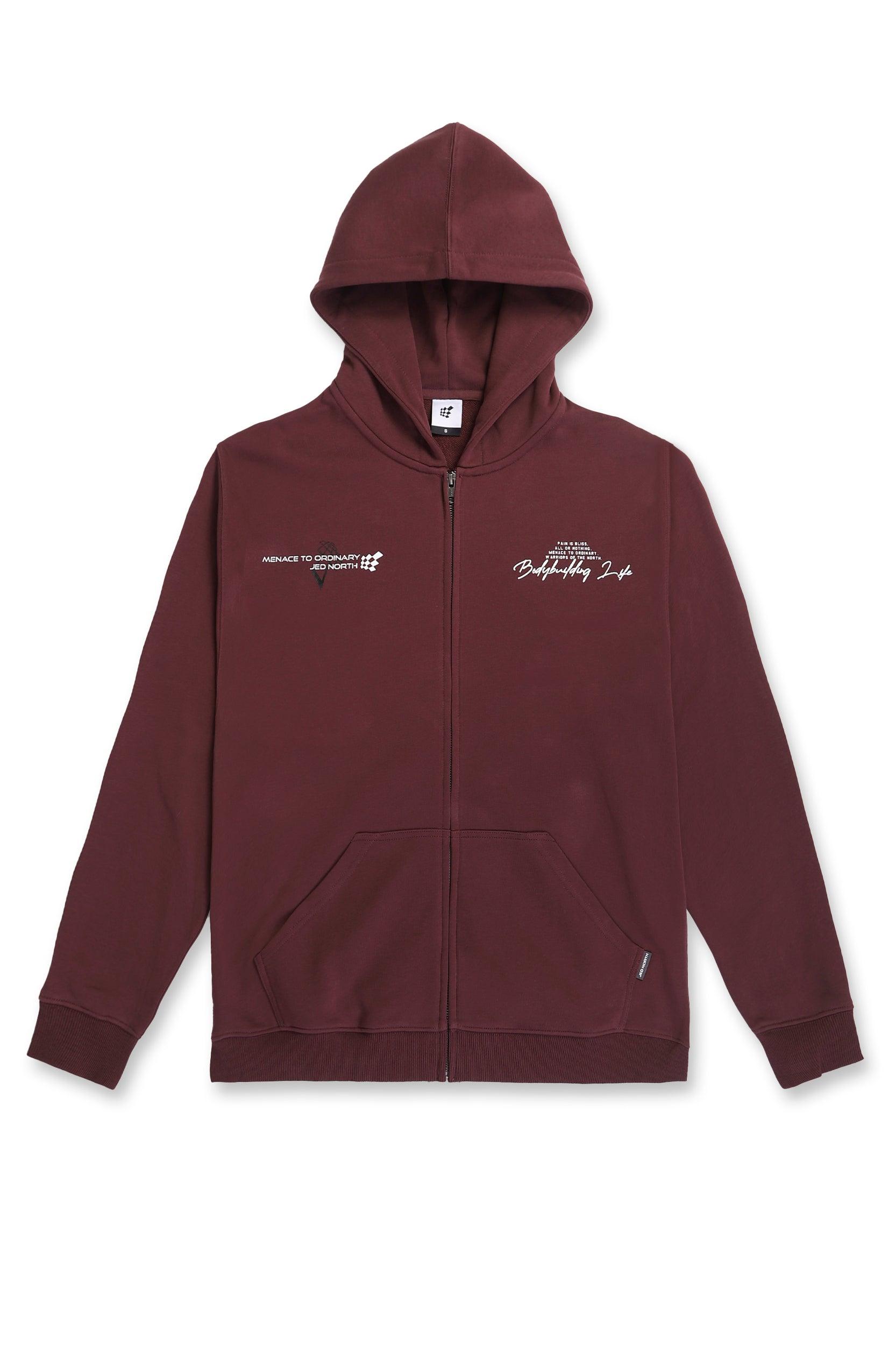 All Or Nothing French Terry Classic Zip-Up Hoodie - Maroon