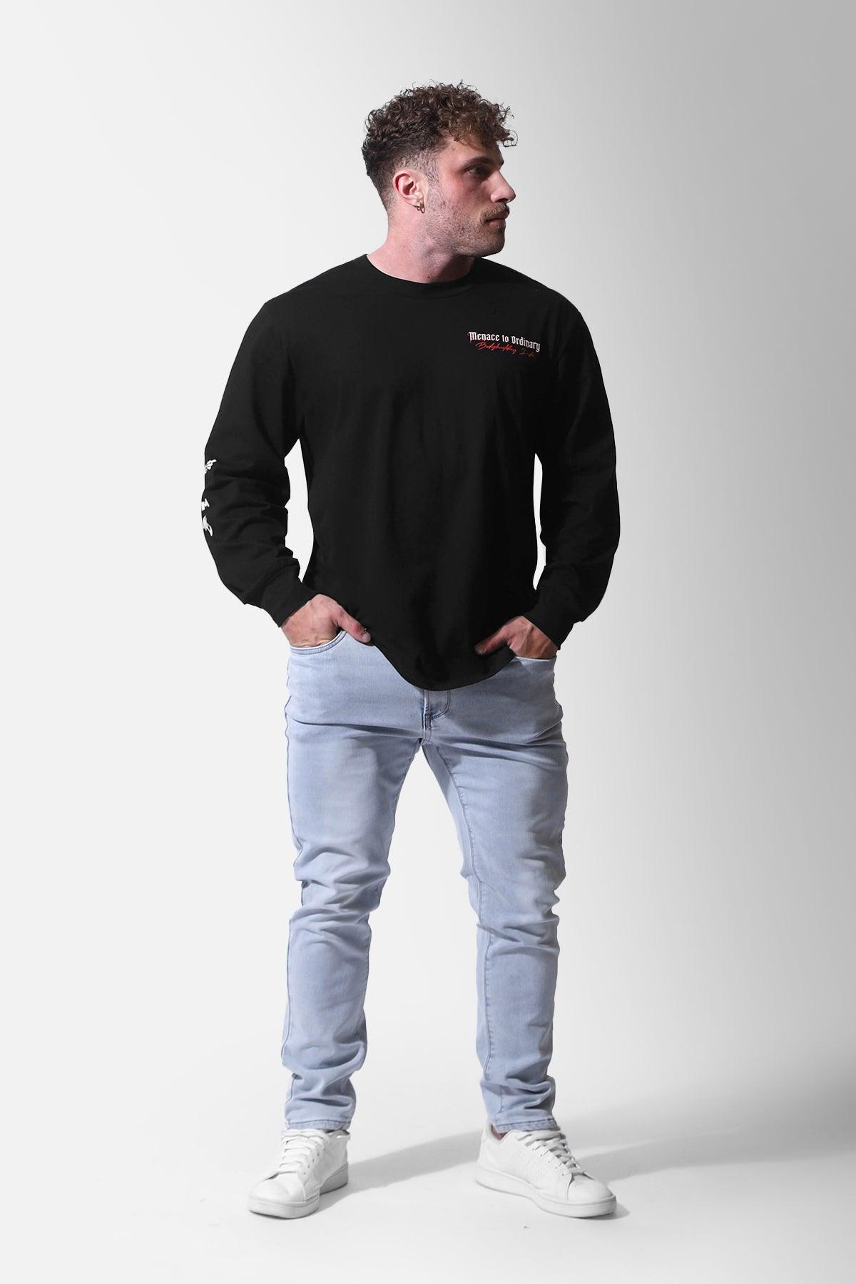 Retro Gym Long Sleeve T-Shirt - Black - Jed North