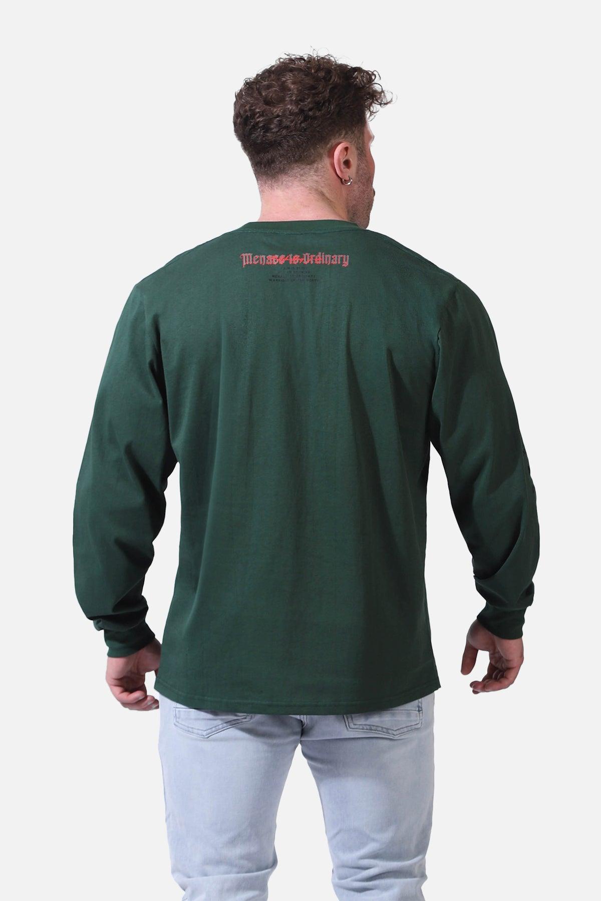 Retro Gym Long Sleeve T-Shirt - Dark Green - Jed North