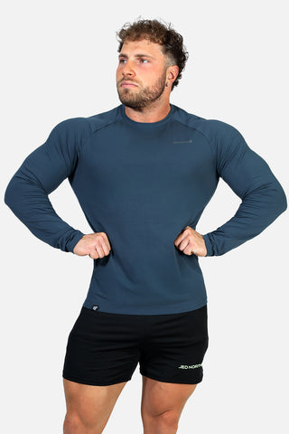 Titan Muscle-Fit Long Sleeve T-Shirt - Steel Blue