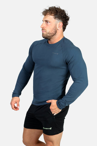 Titan Muscle-Fit Long Sleeve T-Shirt - Steel Blue