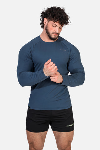 Titan Muscle-Fit Long Sleeve T-Shirt - Steel Blue