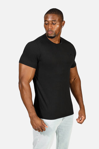 Ribbed Muscle-Fit T-Shirt - Jet Black