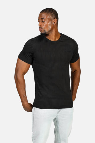 Ribbed Muscle-Fit T-Shirt - Jet Black