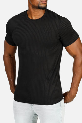 Ribbed Muscle-Fit T-Shirt - Jet Black