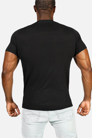 Ribbed Muscle-Fit T-Shirt - Jet Black