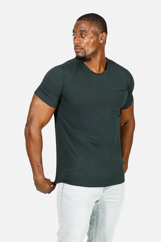 Ribbed Muscle-Fit T-Shirt - Forest Green