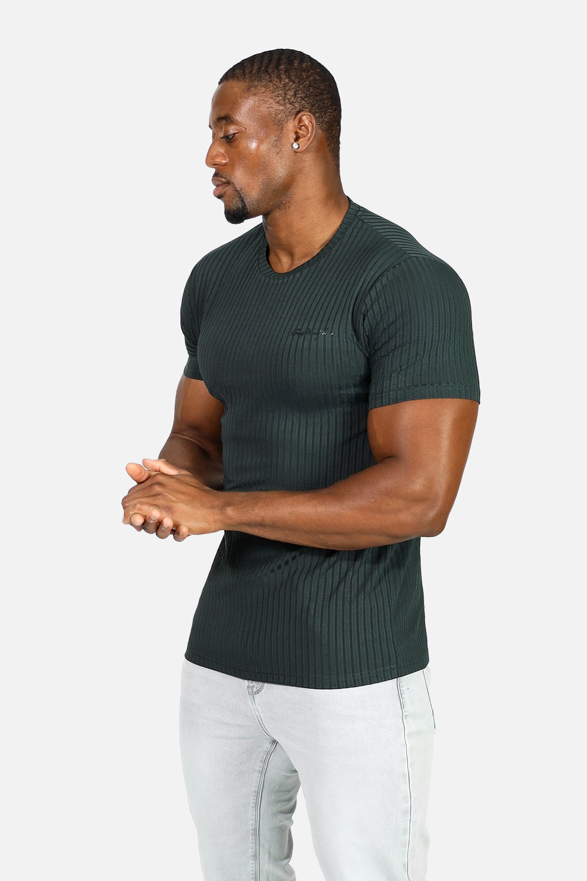 Ribbed Muscle-Fit T-Shirt - Forest Green