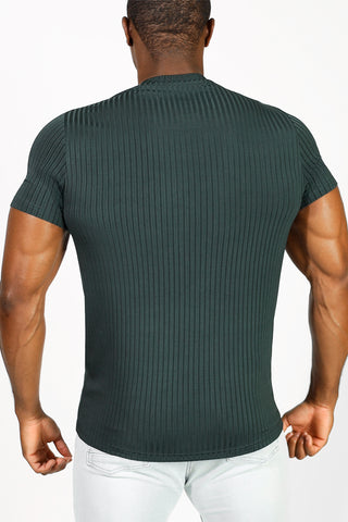 Ribbed Muscle-Fit T-Shirt - Forest Green