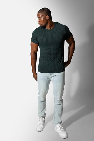 Ribbed Muscle-Fit T-Shirt - Forest Green