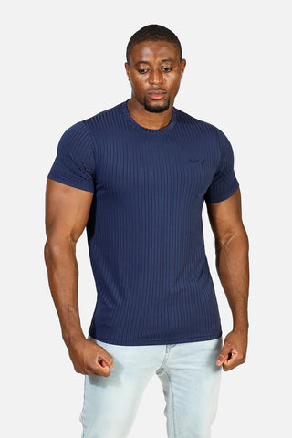 Ribbed Muscle-Fit T-Shirt - Indigo