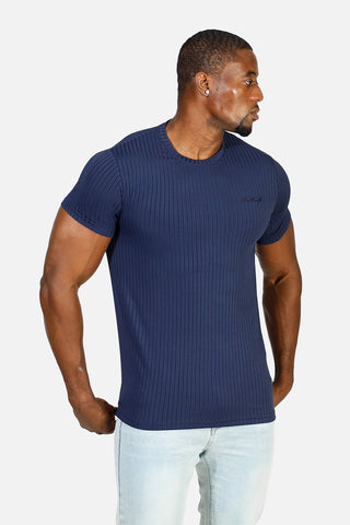 Ribbed Muscle-Fit T-Shirt - Indigo