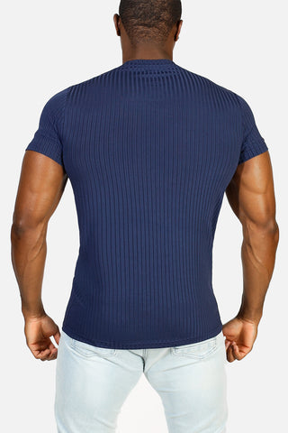 Ribbed Muscle-Fit T-Shirt - Indigo