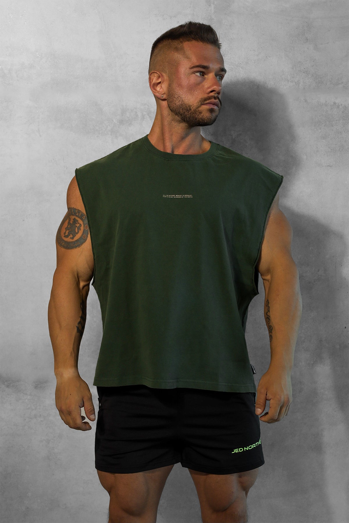 Sleeveless Box Cut Tank Top - Forest Green