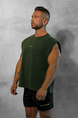 Sleeveless Box Cut Tank Top - Forest Green