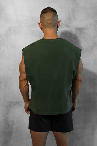 Sleeveless Box Cut Tank Top - Forest Green