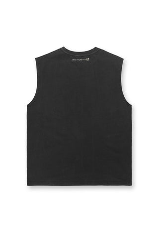 Muscle Fit Sleeveless Tank Top - Washed Black